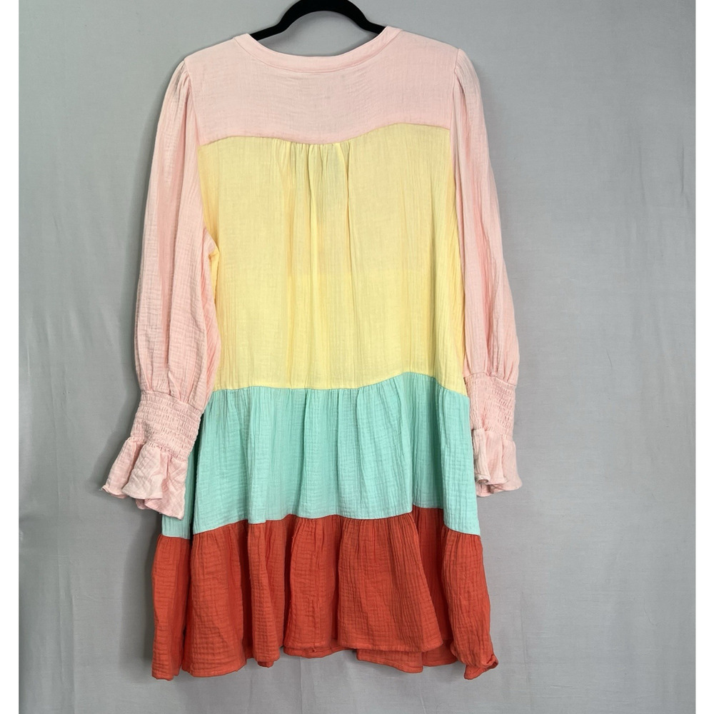 Tuckernuck Pomander Place Kenzo Tiered Colorblock  Gauze Dress XXL Sorbet Color‎ - Picture 9 of 16